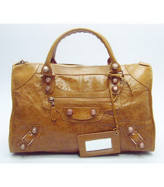 Balenciaga Work grande borsa a terra gialla agnello